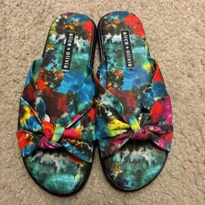 Alice + Olivia Pabla Knotted Tie Dye Cotton Sandals